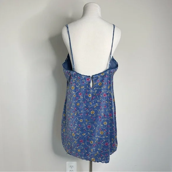 Vintage Victorias Secret Country Velour Velvet Ditsy Floral Lace Trim Tank Top - Picture 9 of 17